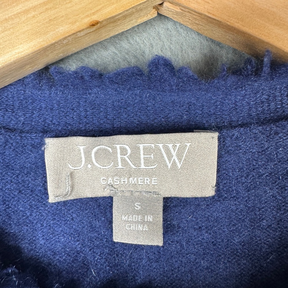 J.Crew Cashmere Cropped Lady Cardigan Navy White Striped Gold Buttons CB913 S - Picture 4 of 8